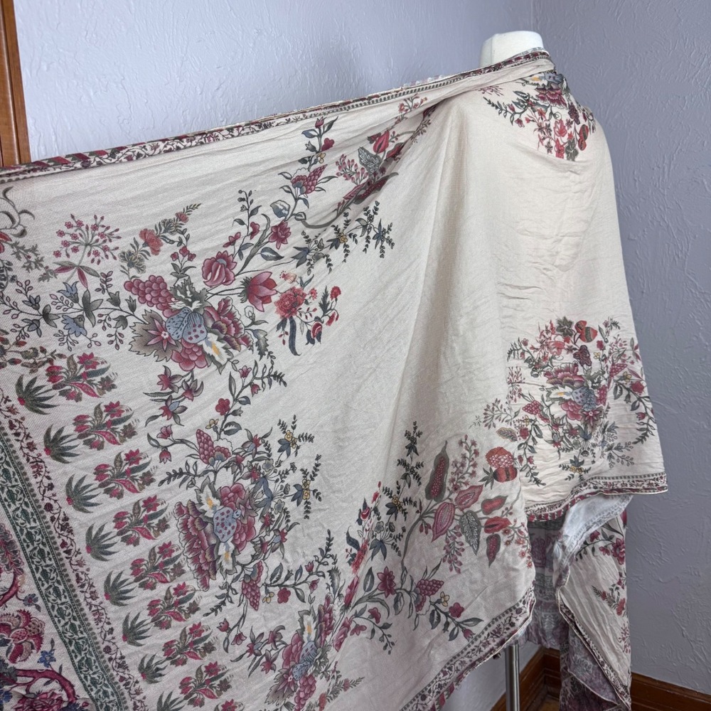 Vintage-Style Indian Hand-Block Print Floral Scarf / Shawl Bohemian Wrap